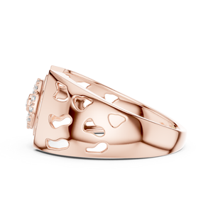 Bague en diamant de laboratoire REGAL SHIELD sertie en or rose massif 18 carats plaqué rhodium, minimaliste, pour fiançailles, mariage, cadeau pour homme - Product Image 2