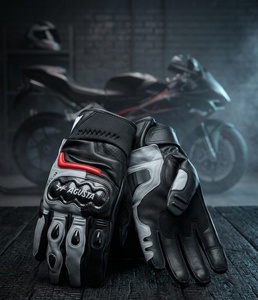 Gants de moto en cuir Agusta pour hommes, protection intégrale des doigts, équipement de protection pour moto, fermeture éclair, été, cyclisme - Product Image 4