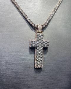 Collar con Colgante de Cruz Cristiana con Incrustaciones de Diamantes, Plata 925, Moissanita, Chapado en Oro de 18K, Lujoso, Estilo Hip Hop, Regalo de Bautismo - Product Image 3