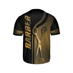 Custom Logo Eco-Friendly Breathable Polyester Barber Sublimation T-Shirt Washable Barber Workwear New Arrival - Product Image 2