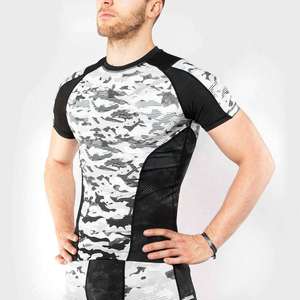 Custom <b>Men</b> Camouflage MMA Rash Guard Short Sleeve <b>Compression</b> <b>Shirt</b> BJJ Grappling T-<b>Shirt</b> Quick Dry Gym Fitness Training Wear - Product Image 2