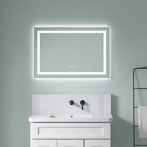 Specchio LED da Bagno 36 X 24 Pollici con Illuminazione Frontale e Posteriore, Montaggio a Parete, Cornice in Alluminio, Antiappannamento, Memoria, Disponibile in 3 Misure - Product Image 1