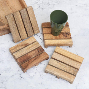 Indian Wooden Coasters Set Modern Handpainted Square Design for <b>Cups</b> Tea Dining Table Decor by blossom craft india - Product Image 2
