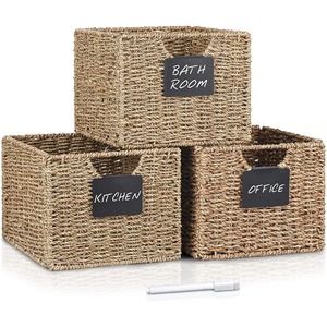 ตะกร้าหญ้าทะเลพร้อมแผ่นคัดแยก ตะกร้าเก็บของทำมือ ขายส่ง เป็นมิตรกับสิ่งแวดล้อม ผลิตในเวียดนาม - Product Image 1