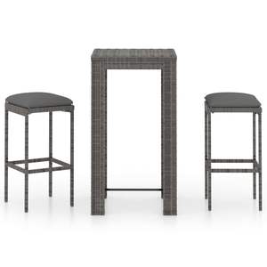 Ensemble de bar de jardin avec repose-pieds moyen en rotin PE gris – Mobilier d'extérieur élégant - Product Image 2