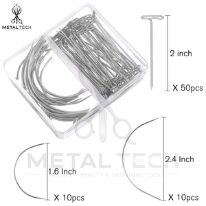 Hair Extension Salon Tool Set Stainless Steel T-Pins and C-Curve Curved Weaving <b>Needles</b> with Organizer <b>Case</b> Storage Kit - Product Image 2