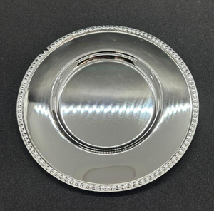 Platos de lujo plateados para bodas, decorativos, de metal con borde dorado y cuentas, para mesa, venta al por mayor, vajilla para eventos, bandeja de servicio - Product Image 2