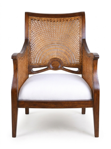 Fauteuil en bois massif rétro avec accoudoirs en rotin, design traditionnel et moderne, pour appartement, salon, restaurant - Product Image 2