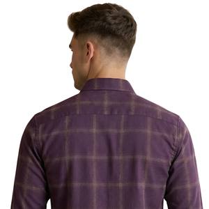 Chemise en flanelle à carreaux violet foncé pour homme, manches longues, boutonnée, décontractée, en tissu brossé doux, style streetwear, vente en gros - Product Image 6
