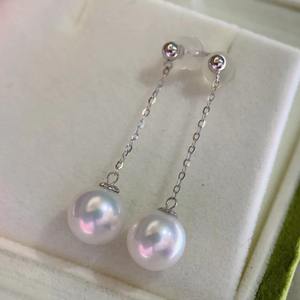 Boucles d'oreilles en argent S925 avec perle d'eau douce pour femmes, luxe léger, haute qualité, rondes, forte brillance pour l'été - Product Image 1