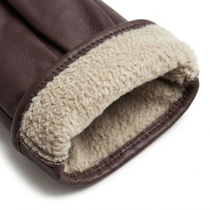 Mens Four Seasons PU Leather Plain Wrist-Length Warm <b>Thermal</b> Touchscreen Driving Gloves with <b>Wool</b> Lining - Product Image 2
