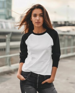 Women's <b>Raglan</b> Sleeve T-Shirt Crew Neck Long Sleeve Casual Knitted Breathable Polyester <b>Top</b> Regular Fit All Seasons - Product Image 4