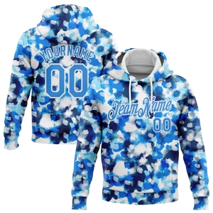 Sweat à capuche sportif tie-dye bleu-poudre et blanc, motif abstrait 3D aquarelle, nouvelle conception, sur mesure, vente en gros directe pour l'industrie - Product Image 1