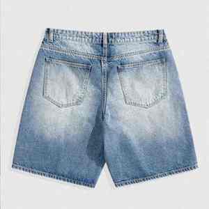 Men's Denim Cargo Shorts <b>Mid</b> Waist Breathable Casual Bermuda Shorts 100% Cotton Quick Dry - Product Image 5