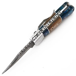 Axis <b>Lock</b> Damascus Steel Blade Aluminum Handle Folding <b>Knife</b> Textured Smooth Manual Open Tactical Hunting Camping Pocket <b>Knife</b> - Product Image 3