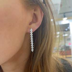 14K Solid Gold Custom Long Dangle Drop <b>Earring</b> Round Lab Grown Diamond Bridal Statement Wholesale 2.8 carat Jewelry For Women's - Product Image 2