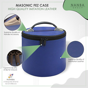 Étui de luxe pour fez maçonnique en similicuir souple avec fermeture éclair, sac de transport écologique, boîte de rangement et de présentation, bleu franc-maçon - Product Image 2