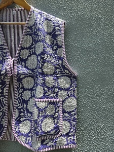 Plus Size <b>Men's</b> Floral Embroidered Quilted <b>Vest</b> V-Neck Cotton Bamboo Fiber Casual Autumn Loose Cotton Bamboo gift for her - Product Image 3