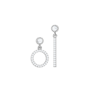 Boucles d'oreilles pendantes asymétriques en forme de cercle, plaquées or rose, argent 925, micro-serties de CZ, bijoux géométriques pour les oreilles, cadeau pour filles - Product Image 6