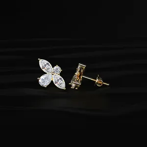Marquise Round and Pear Shape Diamond Butterfly <b>Stud</b> <b>Earrings</b> <b>Fine</b> Diamond <b>Stud</b> <b>Earrings</b> Delicate Diamond <b>Earrings</b> with VVS-VS - Product Image 2