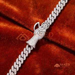 Pulsera Cubana de Plata con Moissanita, Cadena Fina, Pulsera de Eslabones, Premium de Lujo, Moda - Product Image 2