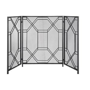 Écran de cheminée plat compact à panneau unique, avec cadre en fer forgé et support métallique, protection anti-étincelles, modèle High Arrival - Product Image 1