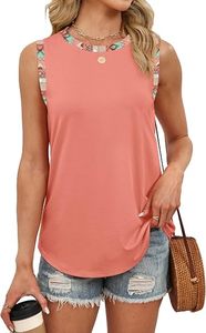 Camisetas sin mangas para mujer, de jersey liso, anti-bolitas, cuello casual, estilo boho, con bloques de color, sin mangas, ropa de verano para playa y vacaciones, con bajo curvo - Product Image 4