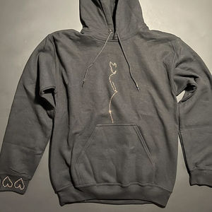 Hoodie court personnalisé avec strass, coupé et cousu sur mesure, 100% coton, molleton épais, streetwear d'hiver, 2 pièces personnalisables - Product Image 1