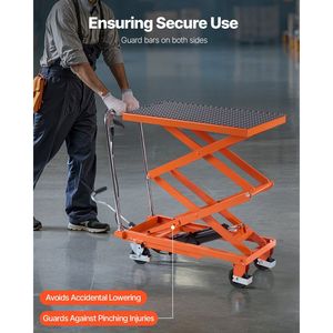 Carrello Elevatore a Forbice Idraulico con Capacità di 227 kg, 4 Ruote, Altezza di Sollevamento 120 cm, Piattaforma Antiscivolo, Carrello Elevatore a Doppia Forbice - Product Image 5