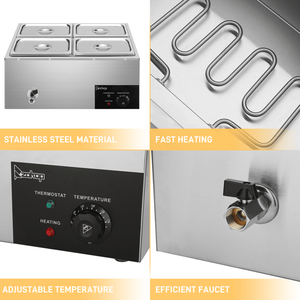 Scaldavivande a Quattro Piastre in Acciaio Inox 110V 600W, Capacità 5L*4, Colore Argento - per Attrezzature di Riscaldamento e Mantenimento Alimenti - Product Image 4