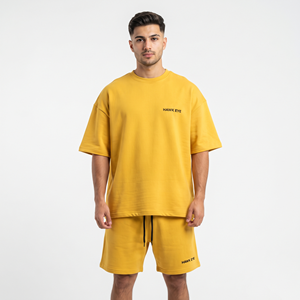 Casual Oversized Shirts Sets Cotton Polyester <b>Pullover</b> <b>Mens</b> Custom Logo Tracksuit <b>Men's</b> T Shirt and Short Set With Zipper - Product Image 1