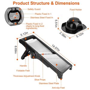 Affettatrice Mandolina in Acciaio Inox, Taglia Verdure e Frutta, Grattugia e Pelapatate per Uso Domestico in Cucina - Product Image 4