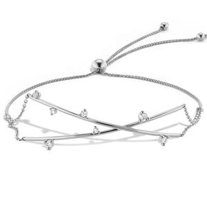 AMBER JEWELS Brazalete Minimalista de Plata 925 con Moissanita, Diseño Geométrico, Unisex, Joyería para Uso Diario, Certificado por Terceros - Product Image 1