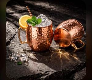 Hammered copper mug <b>set</b> obsidian shoreline drink cups reusable premium <b>beverage</b> <b>serving</b> mugs durable finish - Product Image 1