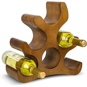 Porte-vin en bois massif sculpté à la main, sculpture en forme d'arbre, support à vin pour comptoir, présentoir à vin pour table, pour bar à domicile - Product Image 1