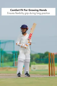 Guantes de Bateo de Cricket para Jóvenes ZAP Future Star, Palma de Cuero Premium, Protección de TPU, Agarre Flexible y Transpirable, Muñequera con Doble Costura - Product Image 6