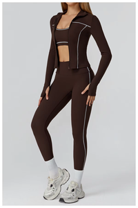 Conjunto de Yoga para Mujer con Bloques de Color y Cremallera, Traje Deportivo Casual Ajustado, Ropa de Fitness Personalizable - Product Image 5