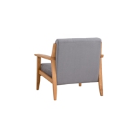 Sillón Individual Contemporáneo y Duradero con Reposabrazos, Cojín Relleno de Espuma, Respaldo Tapizado en Gris, Patas de Madera Resistentes para Espacios Pequeños