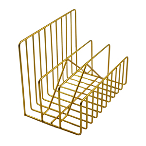 Gold Metal Desktop Magazine Organizer With Scale Tray <b>Rectangle</b> Minimalist Storage <b>Bin</b> For Office Tabletop Use - Product Image 4