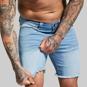 Customized Logo <b>Jeans</b> Shorts High Quality Casual Solid Color Wide Loose Fitness <b>Jeans</b> Shorts for <b>Men</b> Wholesale Customized Wear - Product Image 3