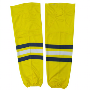 Yellow <b>Knee</b> <b>High</b> Leg Warmers With Reflective Stripes For Cycling Adults Breathable Spandex Polyester Regular Style - Product Image 1