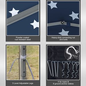 10x10FT American Flag Pop up <b>Tent</b> with Mesh Sidewalls Patriotism-Inspired <b>Canopy</b> for Outdoor Events - Product Image 6