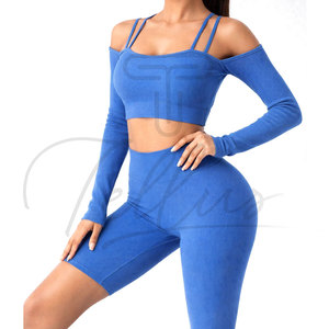 Prix de gros : Ensemble de 5 pièces de shorts et soutien-gorge de yoga à séchage rapide, grandes tailles, pour l'entraînement des femmes - Product Image 3