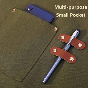 ผ้ากันเปื้อนครัวแบบขายส่ง ผ้าแคนวาส สกรีนโลโก้ได้ ผ้าฝ้ายกันน้ำ ผ้ากันเปื้อนเชฟสำหรับทำอาหาร ผ้ากันเปื้อนแบบปรับได้ มีกระเป๋า - Product Image 4