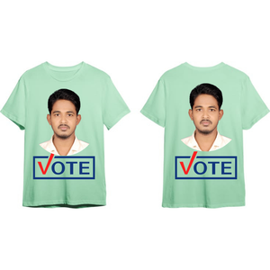 Camiseta Unisex de Manga Corta con Cuello Redondo, Talla Grande, Verde, de Secado Rápido y Transpirable, con Estampado de Foto y Patrón de Campaña Electoral, Informal - Product Image 1