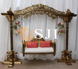 Columpio de pavo real decorar elegante madera de teca metálica tema indio decoraciones de boda y fiesta para Sangeet - Product Image 6