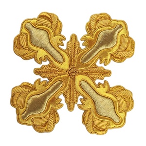 Écussons brodés à la main de style antique, REGALIA MAÇONNIQUE, fils d'or, Kora & Kasab, pour vêtements de prêtre d'église, pour les acheteurs en gros - Product Image 1