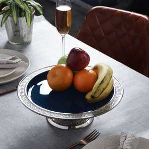 Perfect Centre piece Classic Metal Cake <b>Stand</b> with Greek Key Pattern Silver Base and Black Tray for Decoration - Product Image 4