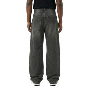 Men High Waist Wide Leg Stonewashed Denim Jeans Button Fly Casual 100% Cotton Woven Fabric Midweight Autumn Style - Product Image 3