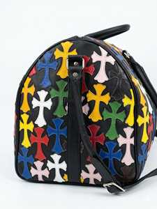 Sac de voyage en cuir avec fermeture éclair à motif croisé coloré, style week-end, design durable - Product Image 5